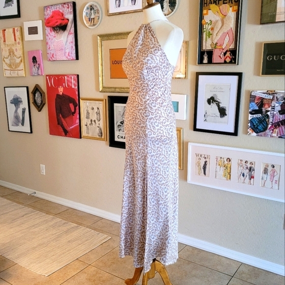 Victoria's Secret Silk Y2K Blue Cream and White Leopard Print Maxi Slip Dress - Picture 6 of 9